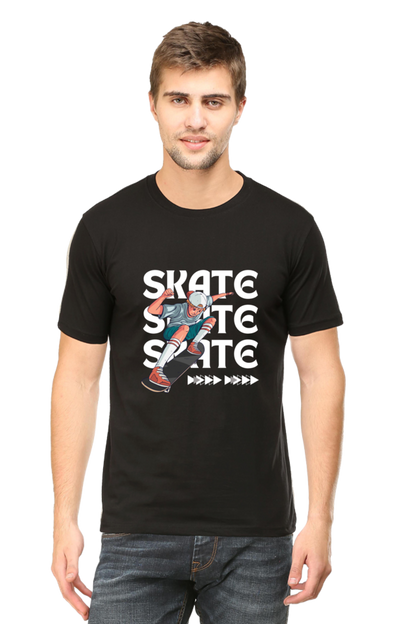 Skateboarding Unisex Cotton Round Neck T-shirt