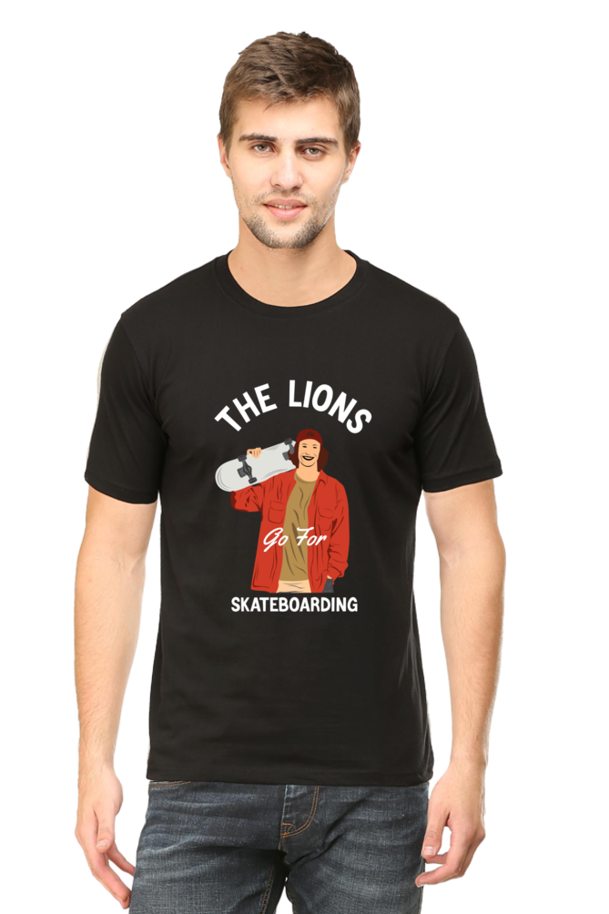 Skateboard Unisex Cotton Round Neck T-shirt - The Lion's