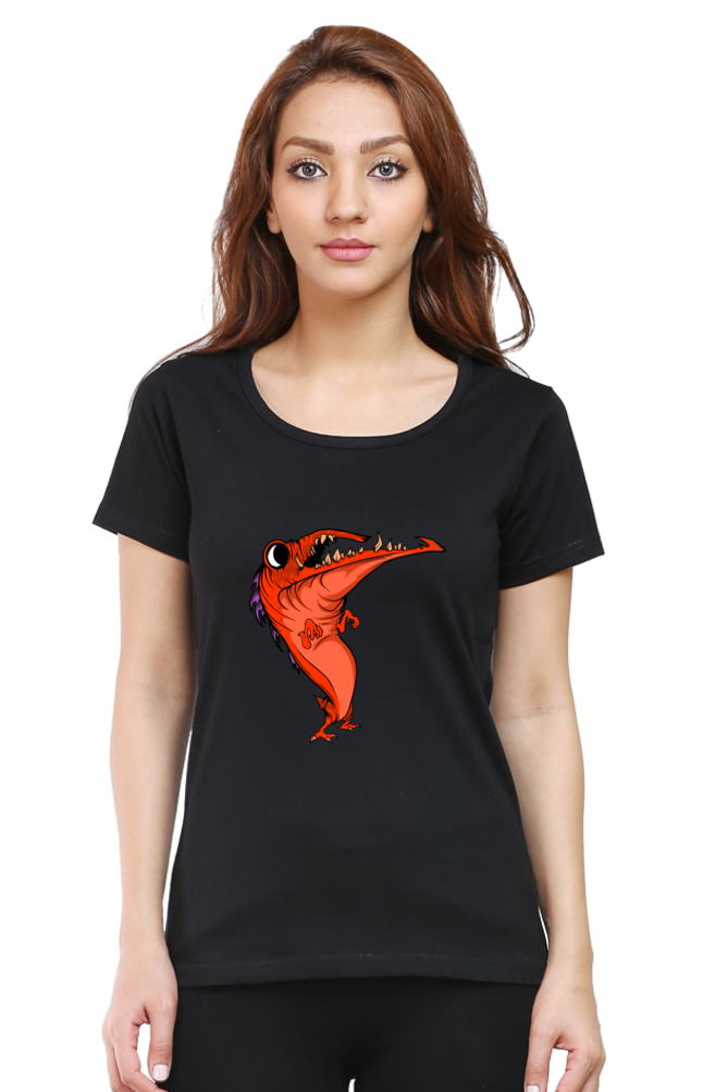 Women’s Round Neck Printed Animal's & Monster's T-Shirts - dancing monster