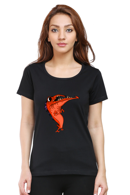 Women’s Round Neck Printed Animal's & Monster's T-Shirts - dancing monster