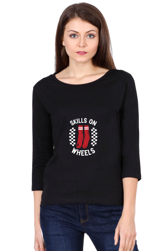 Women  Skateboard Full Sleeve T-Shirt - Wheels