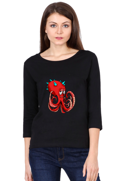 Women’s Full Sleeves Animal's & Monster's  T-Shirts - monster octopus