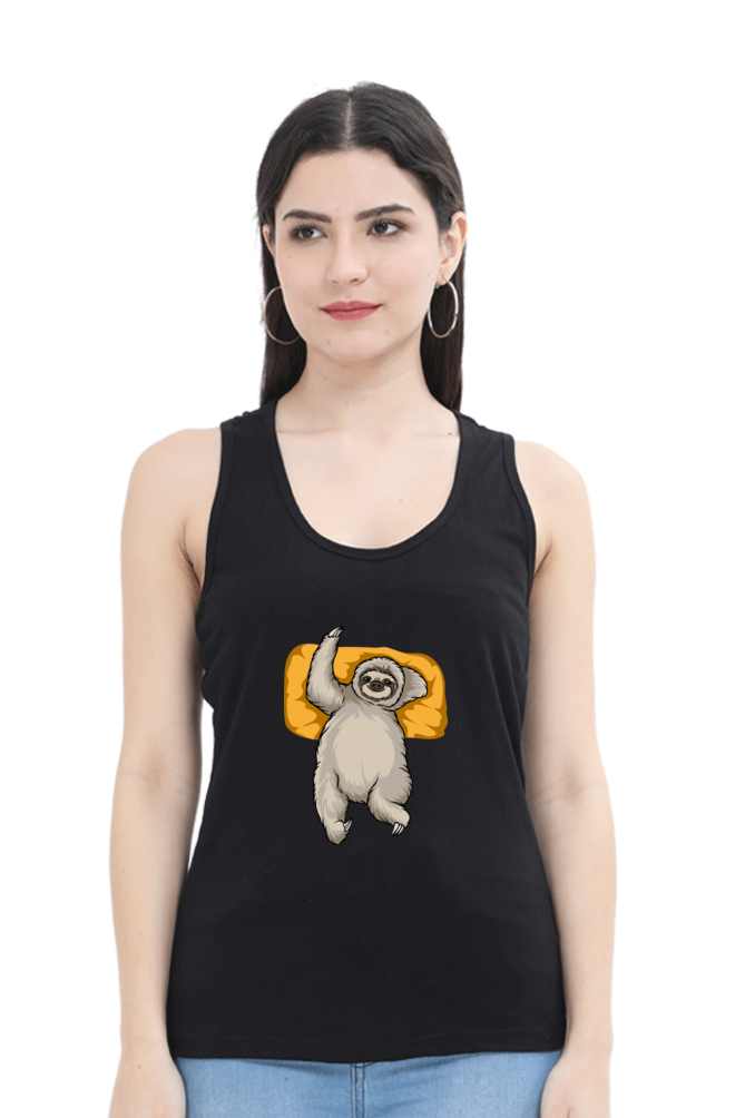 Women Sloth Tank Top - sleepy wave