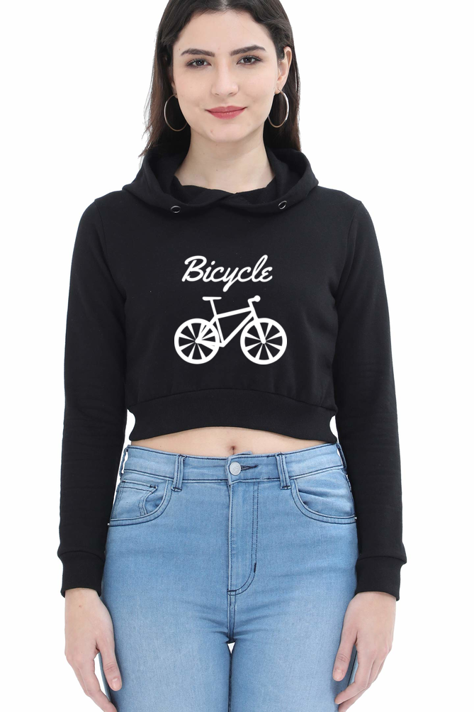 Women Rider Crop Hoodies - bicycle