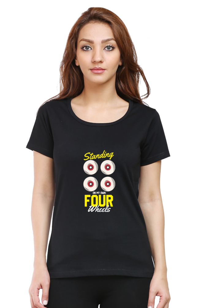 Women  Skateboard Half Sleeve T-Shirt - Four Wheels