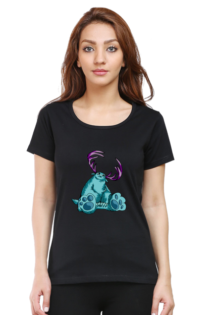 Women’s Round Neck Printed Animal's & Monster's T-Shirts -  huge monster