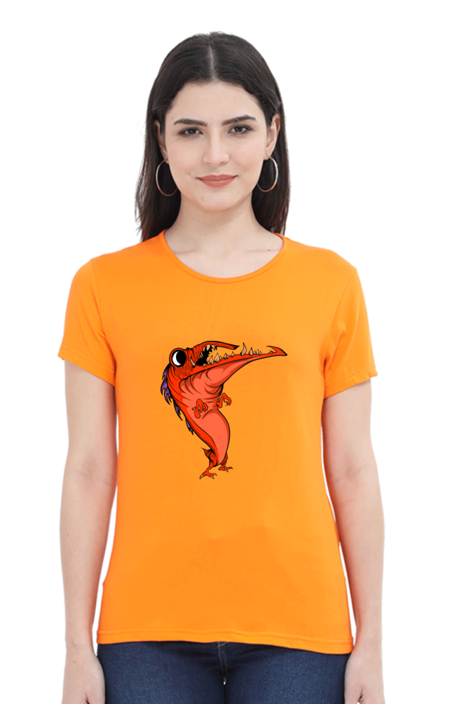 Women’s Round Neck Printed Animal's & Monster's T-Shirts - dancing monster
