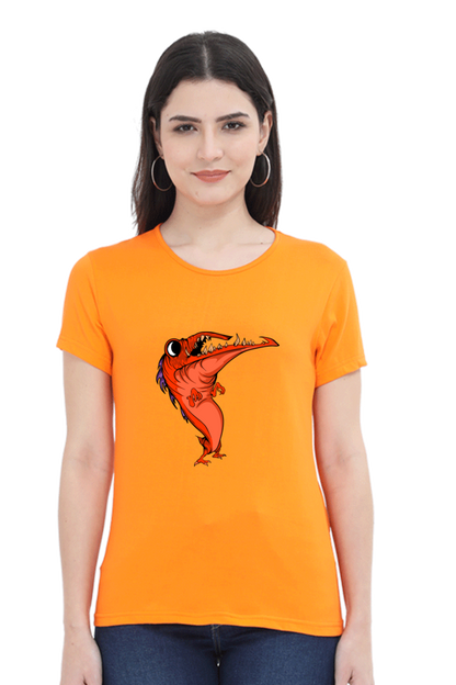 Women’s Round Neck Printed Animal's & Monster's T-Shirts - dancing monster