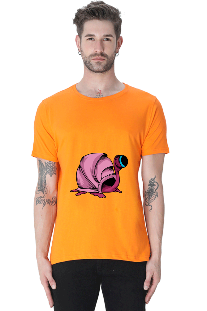 Men's Animal's & Monster's Cotton Round Neck T-Shirt - monster snail