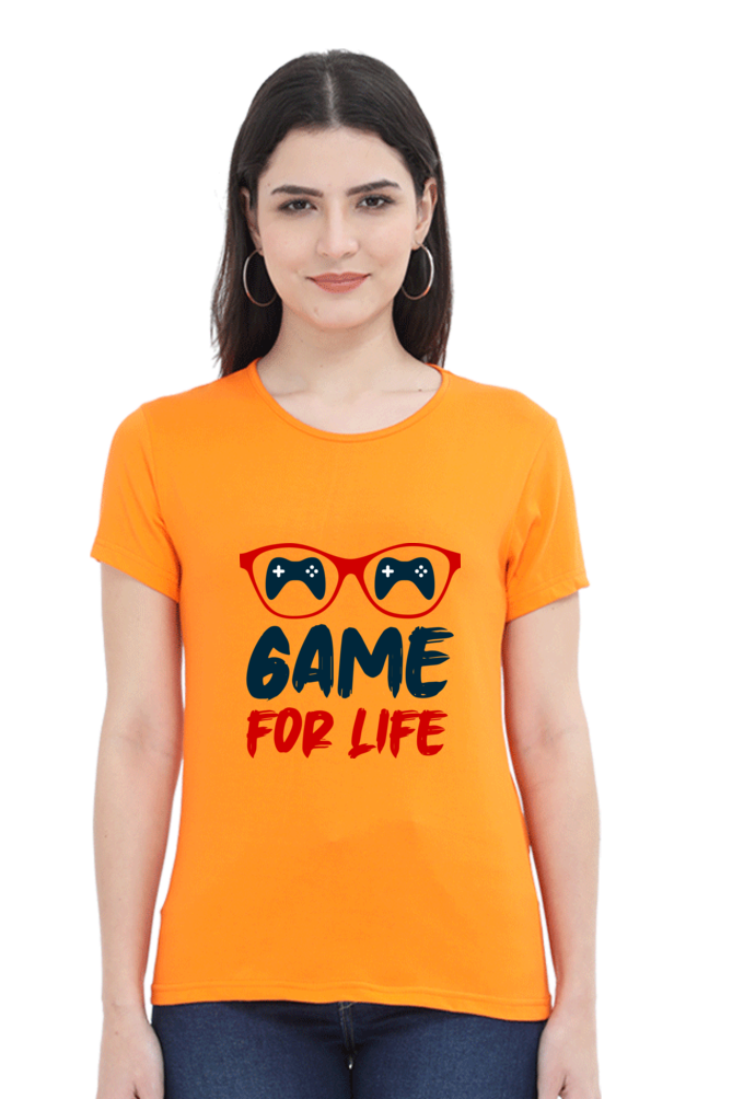 Women’s Round Neck Printed Gamer T-Shirts -  Life