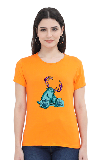 Women’s Round Neck Printed Animal's & Monster's T-Shirts -  huge monster