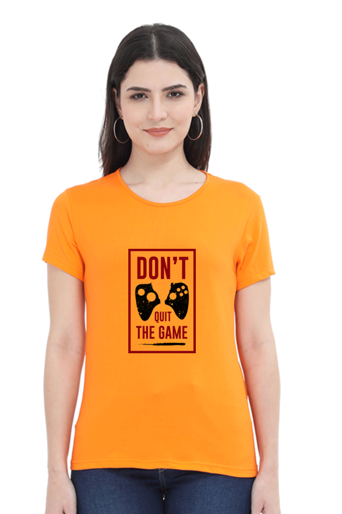 Women’s Round Neck Printed Gamer T-Shirts -  Quit