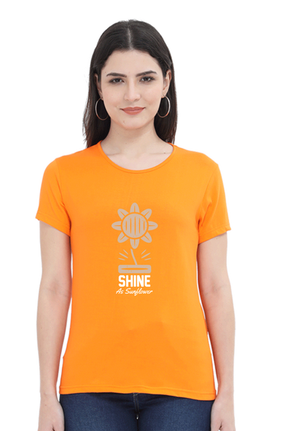 Women’s Round Neck Printed Gardening T-Shirts -   shine