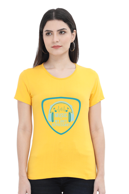 Women’s Round Neck Printed Music T-Shirts - Anit - Depressant