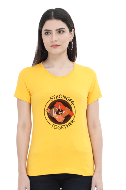 Women’s Round Neck Printed Motivational T-Shirts -  Stronger
