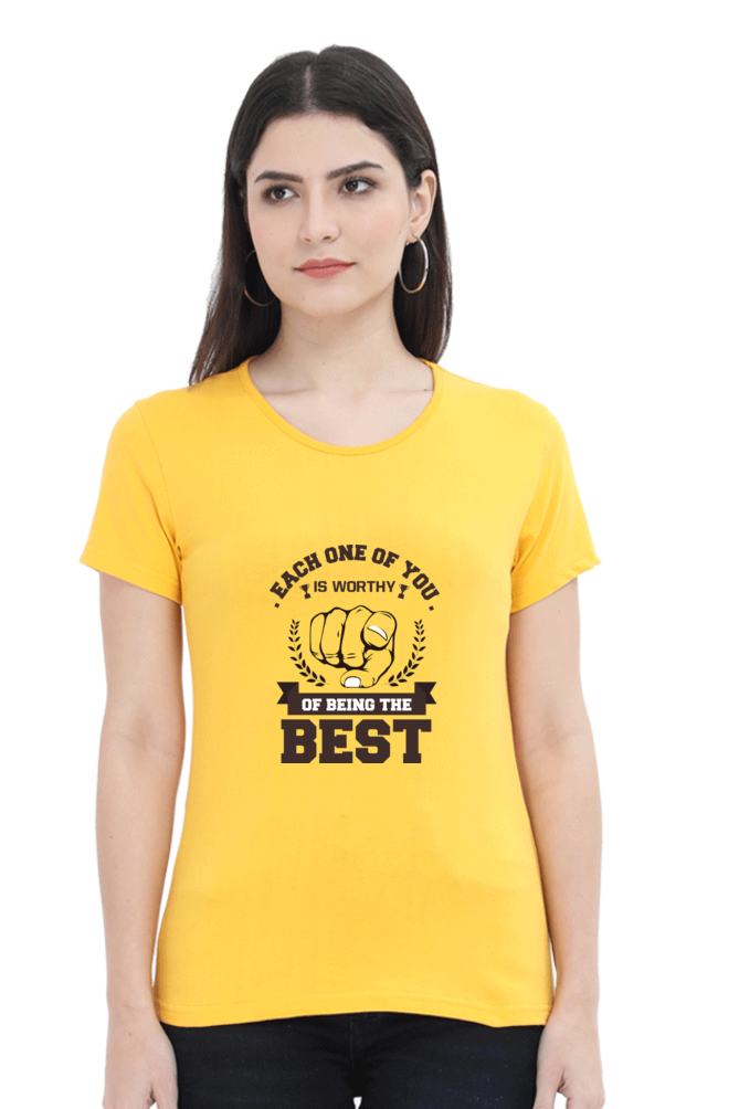 Women’s Round Neck Printed Motivational T-Shirts -  Worthy