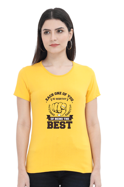 Women’s Round Neck Printed Motivational T-Shirts -  Worthy