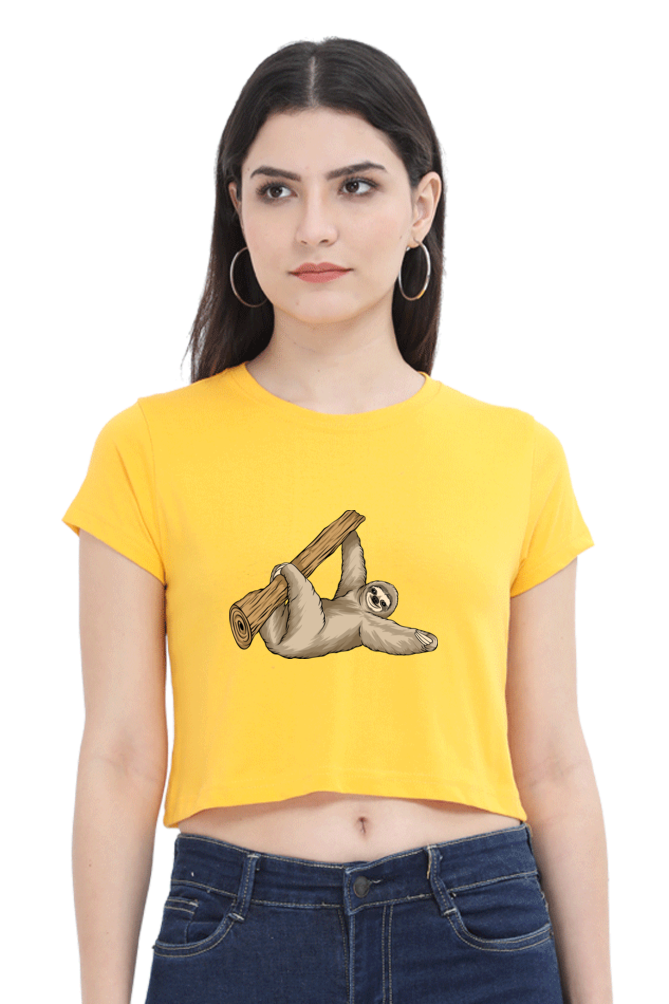 Women Sloth Crop Top - say Hi !