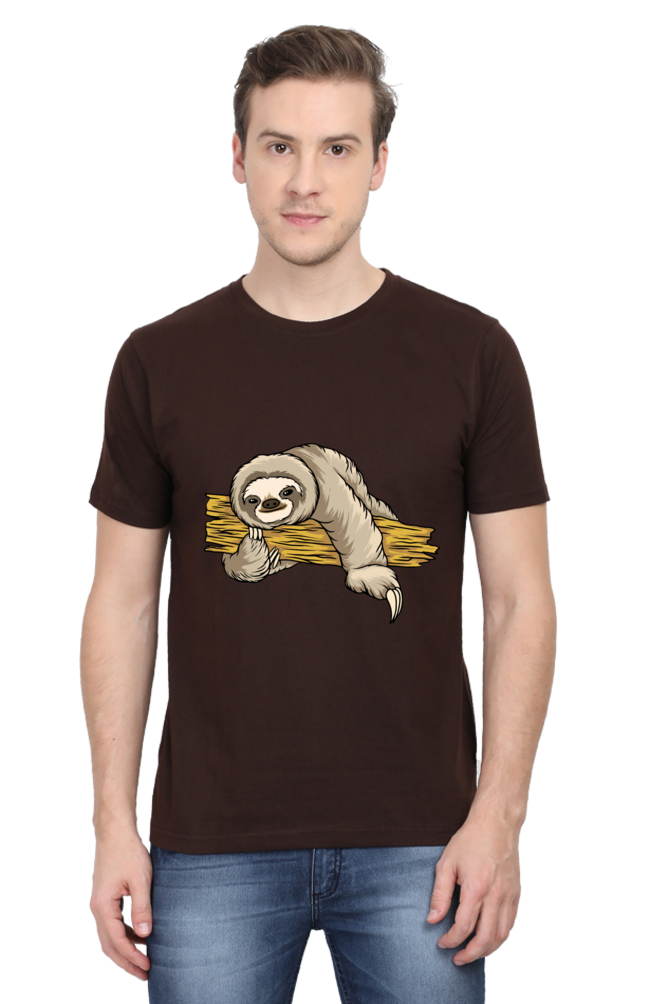 Men's Round Neck Sloth T-Shirt - Cuddle