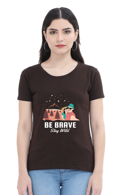 Women’s Round Neck Printed Adventure T-Shirts -  stay wild