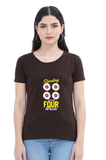 Women  Skateboard Half Sleeve T-Shirt - Four Wheels