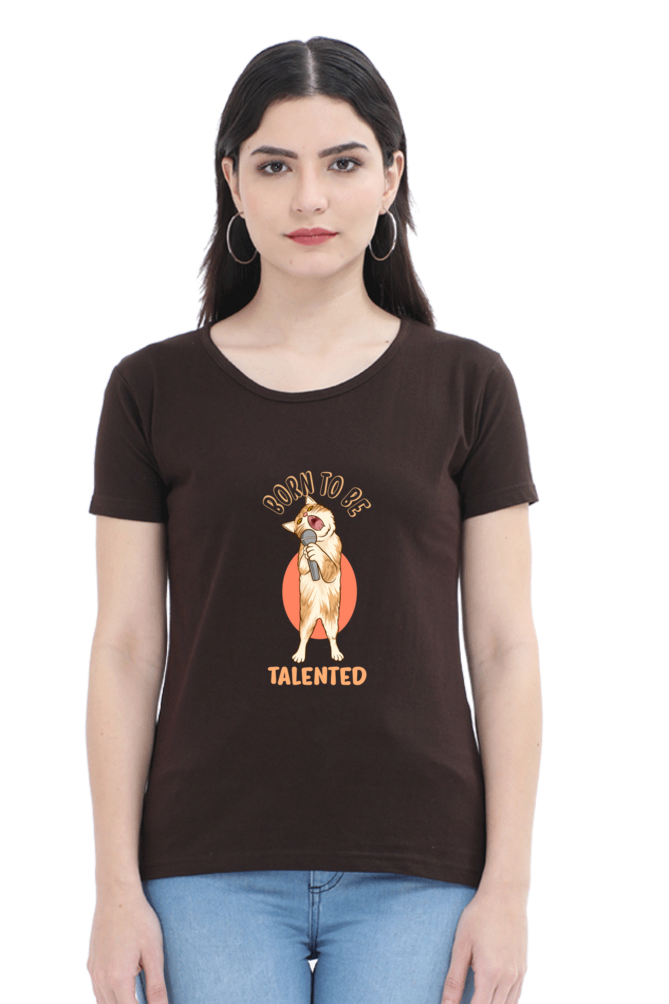 Women’s Round Neck Printed Funny & Queen SVG T-Shirts -  talented