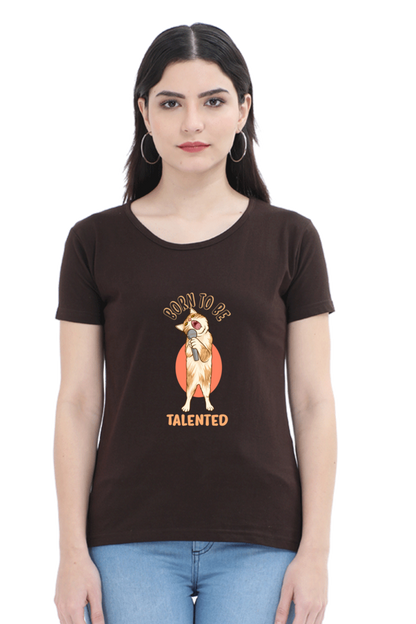 Women’s Round Neck Printed Funny & Queen SVG T-Shirts -  talented