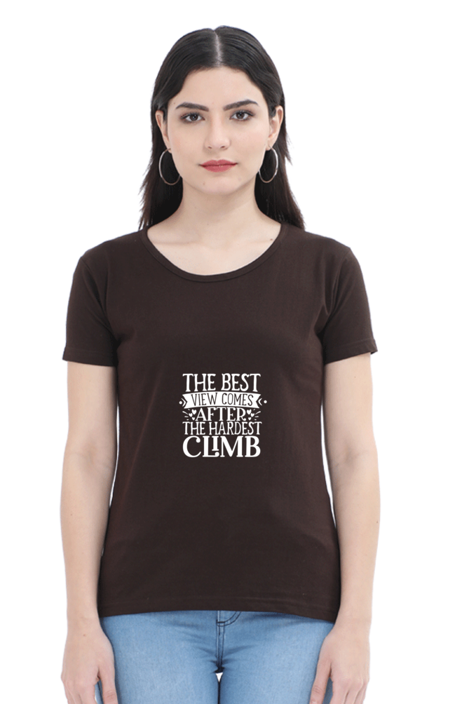 Women’s Round Neck Printed Motivational T-Shirts -  Climb