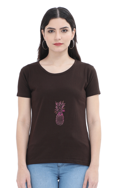 Women’s Round Neck Printed Minimalistic T-Shirts -  Fruit