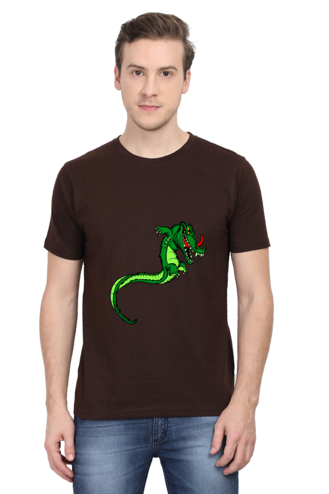 Men's Animal's & Monster's Cotton Round Neck T-Shirt - dragon