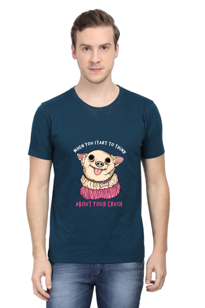 Men's Funny & Queen SVG Round Neck T-Shirt - crush