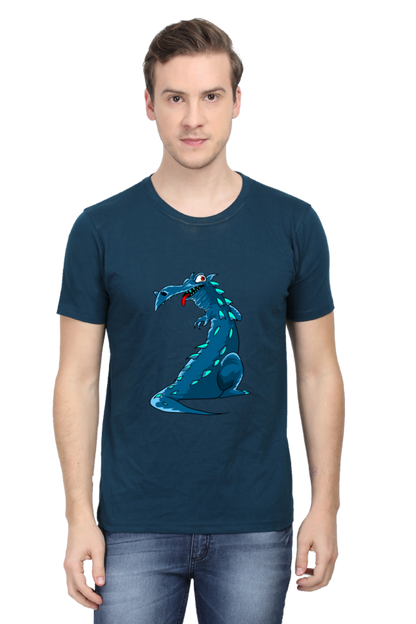 Men's Animal's & Monster's Cotton Round Neck T-Shirt - dinosaur