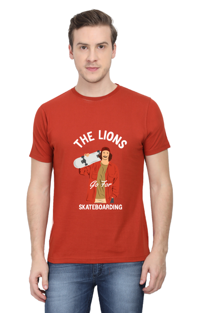 Skateboard Unisex Cotton Round Neck T-shirt - The Lion's