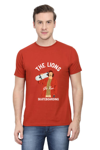 Skateboard Unisex Cotton Round Neck T-shirt - The Lion's