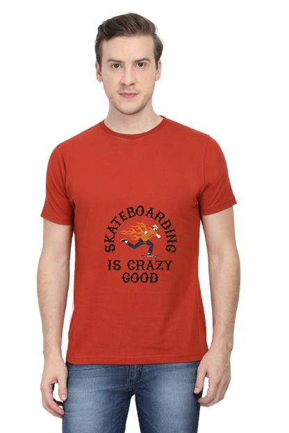 Skateboard Unisex Cotton Round Neck T-shirt - Crazy