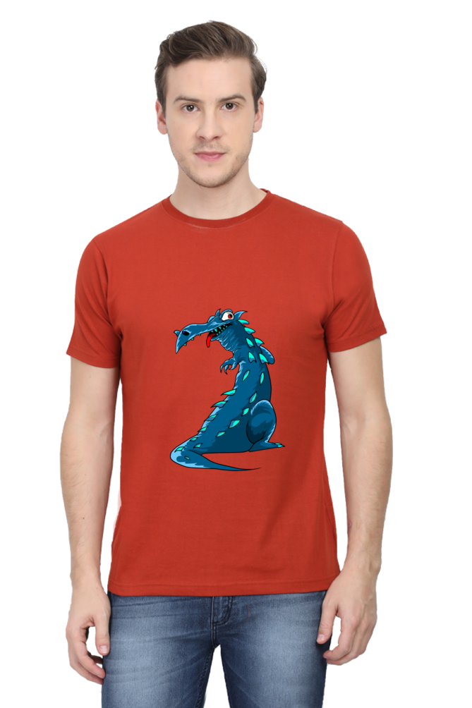Men's Animal's & Monster's Cotton Round Neck T-Shirt - dinosaur