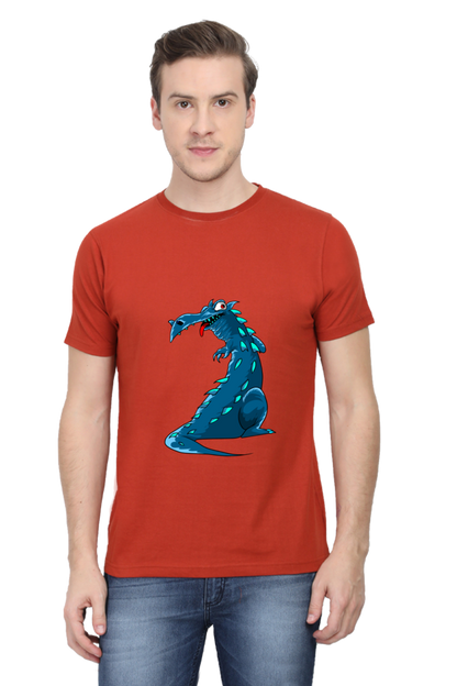 Men's Animal's & Monster's Cotton Round Neck T-Shirt - dinosaur