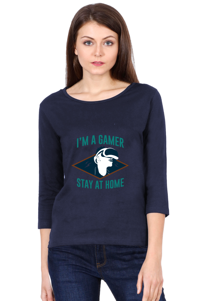 Women’s Full Sleeves Gamer T-Shirts - Stay Home