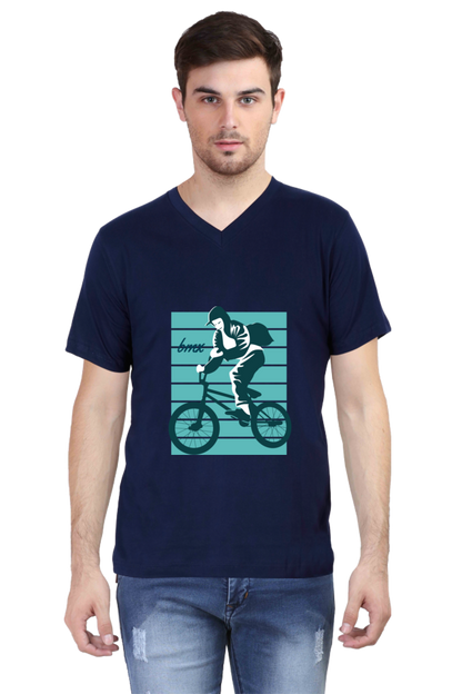 Men's BMX V Neck T-Shirt - bagpack