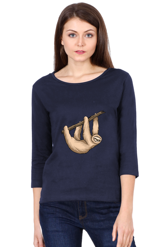 Women Sloth Full Sleeve T-Shirt - hungry