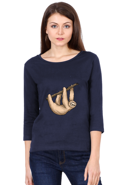 Women Sloth Full Sleeve T-Shirt - hungry