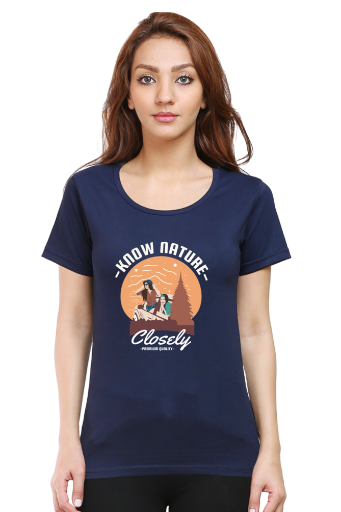 Women’s Round Neck Printed Adventure T-Shirts -  know nature