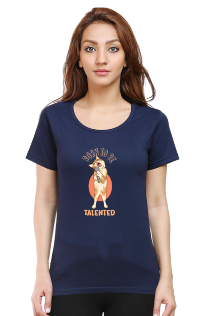 Women’s Round Neck Printed Funny & Queen SVG T-Shirts -  talented