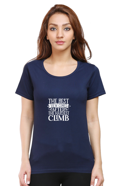 Women’s Round Neck Printed Motivational T-Shirts -  Climb