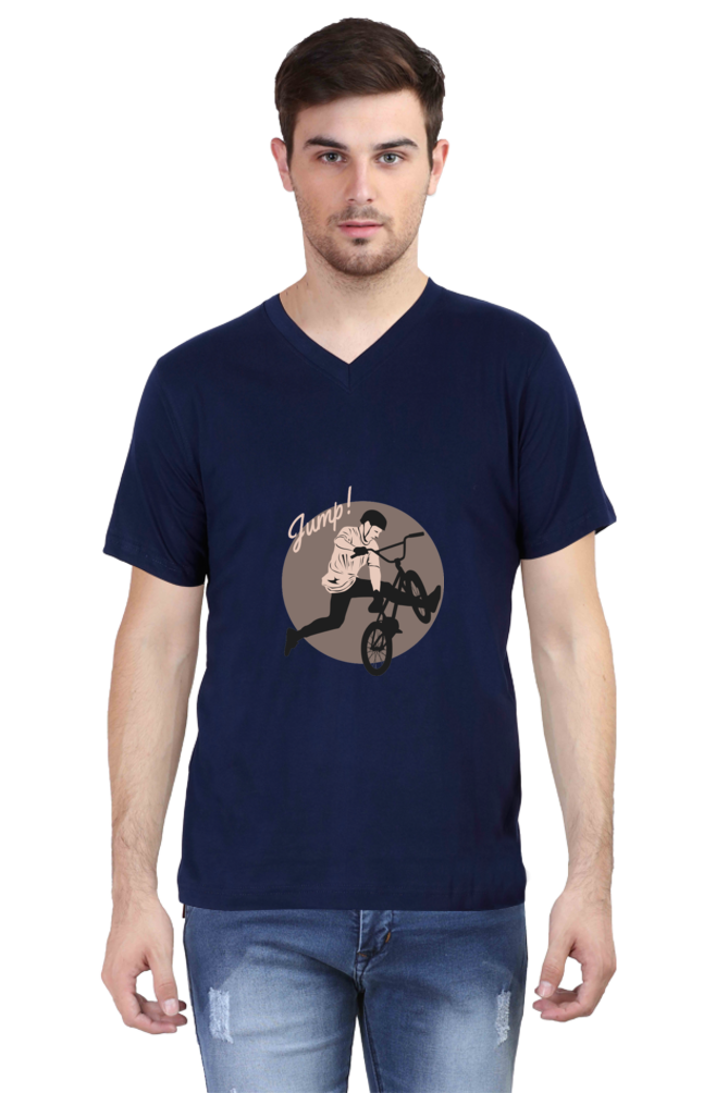Men's BMX V Neck T-Shirt - jump