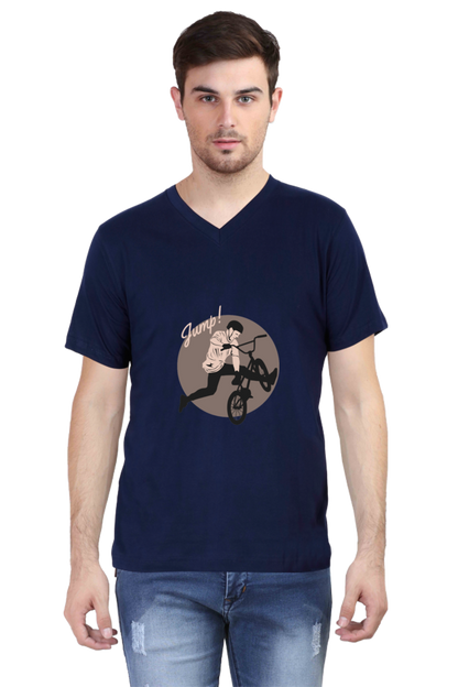 Men's BMX V Neck T-Shirt - jump