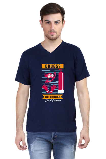 Men's Swimming V Neck T-Shirt - No Thanks