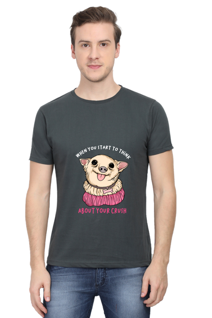 Men's Funny & Queen SVG Round Neck T-Shirt - crush