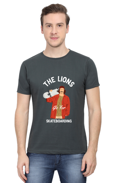 Skateboard Unisex Cotton Round Neck T-shirt - The Lion's