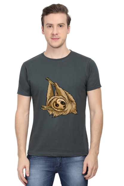 Men's Round Neck Sloth T-Shirt - say cheese